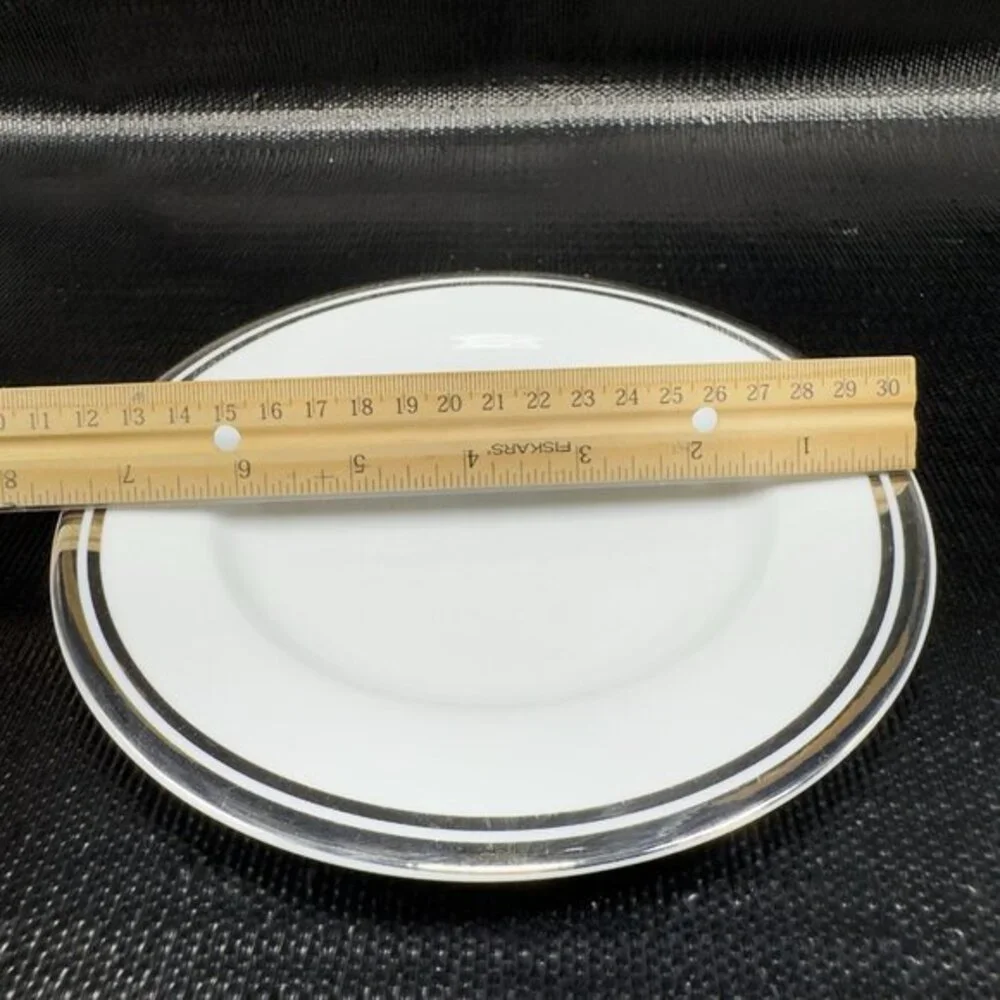 2005 Royal Doulton Pure‎ Platinum Double Silver Band Plate Dish 7.5inch Set 4